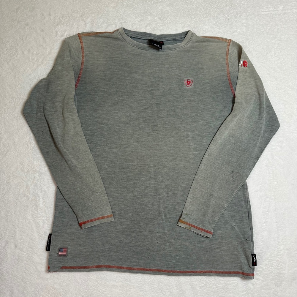 Ariat FR Work Shirt XL Gray Polartec Power Dry Long Sleeve Flame Resistant CAT 1